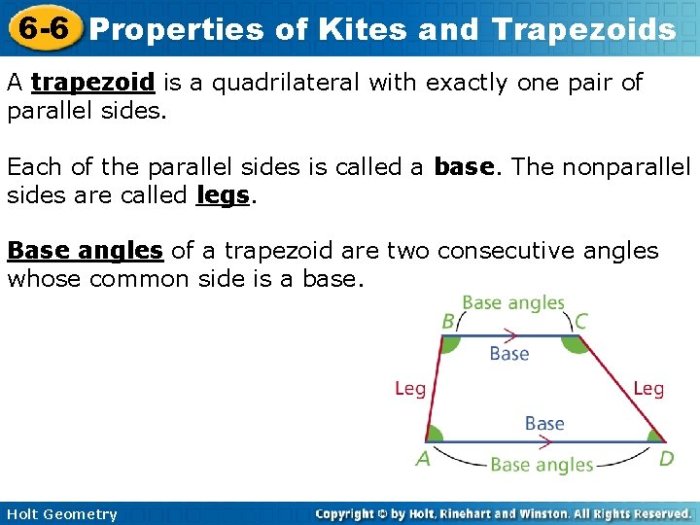 Geometry trapezoids properties kites