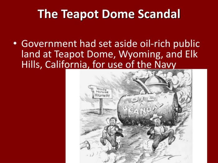 The teapot dome scandal tarnished the harding administration because it